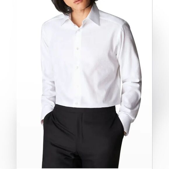 Eton Custom Made White French Cuff Dress Shirt 17 Classic Fit XL - Picture 1 of 14
